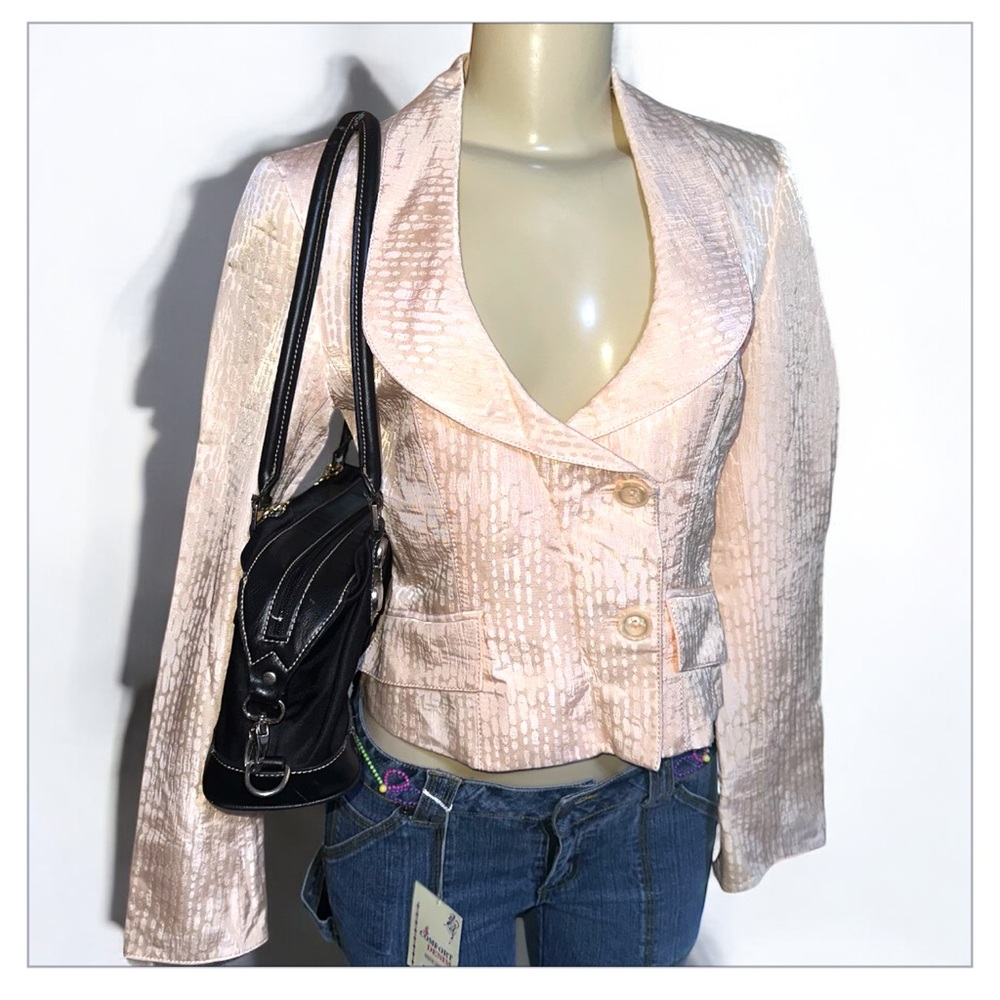 Y2K Alberto Makali Satin Blazer | Vintage Pink Brocade Jacket